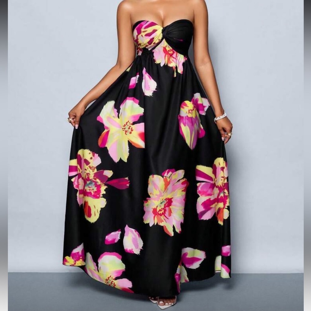Floral Strapless Maxi Dress - Picture 4 of 4